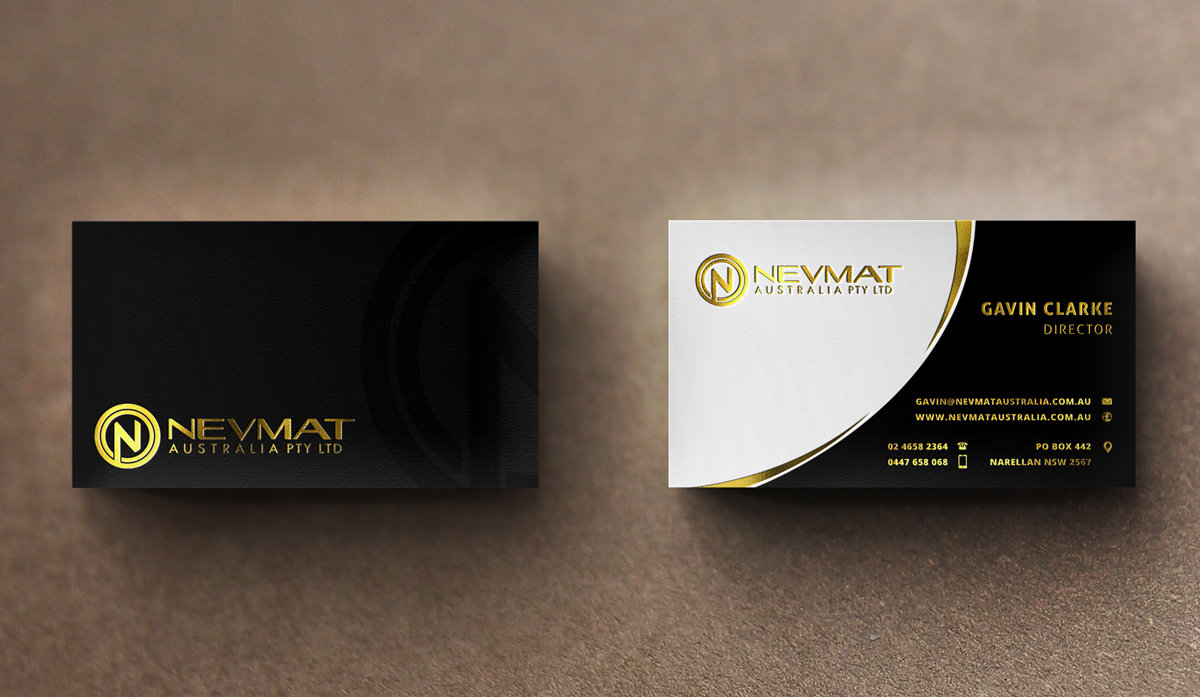 Business Card Design by stoodio.id for Nevmat Australia Pty Ltd | Design #2902960