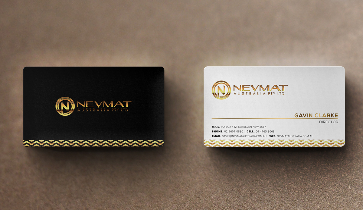 Business Card Design by stoodio.id for Nevmat Australia Pty Ltd | Design #2902980
