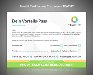 Benefit Card for new Customers - TEACHY | Print-Design von SAI DESIGNS