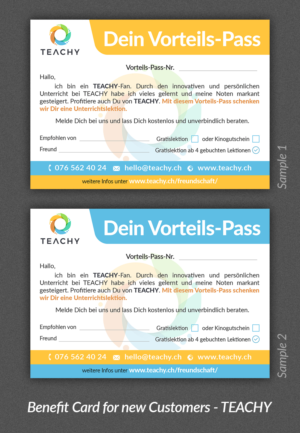 Benefit Card for new Customers - TEACHY | Print-Design von ARTOGRAPHY