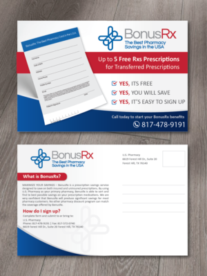 Postcard Design by alex989 for U.S. Pharmacy, Inc. | Design: #19681110