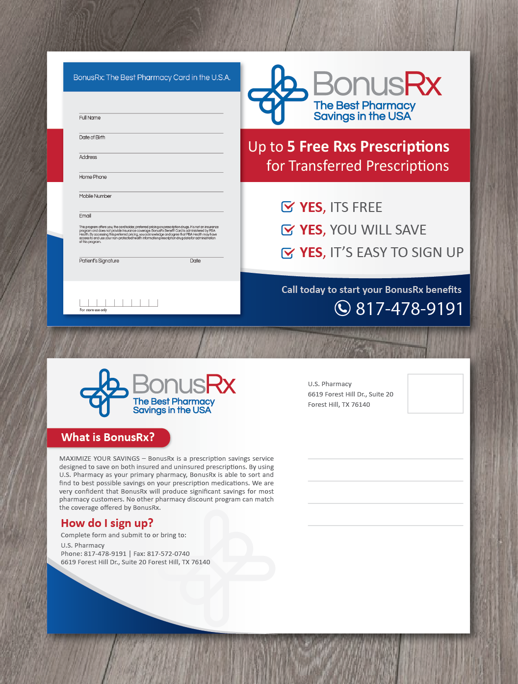 Postcard Design by alex989 for U.S. Pharmacy, Inc. | Design #19681111