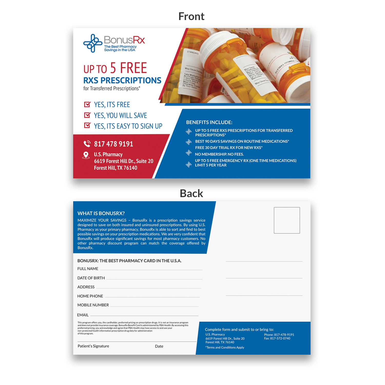 Design de Carte Postale par debdesign pour U.S. Pharmacy, Inc. | Design #19667663