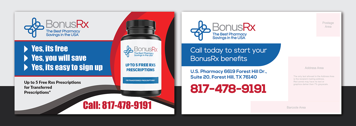 Design de Carte Postale par Deziners Zone pour U.S. Pharmacy, Inc. | Design #19686046