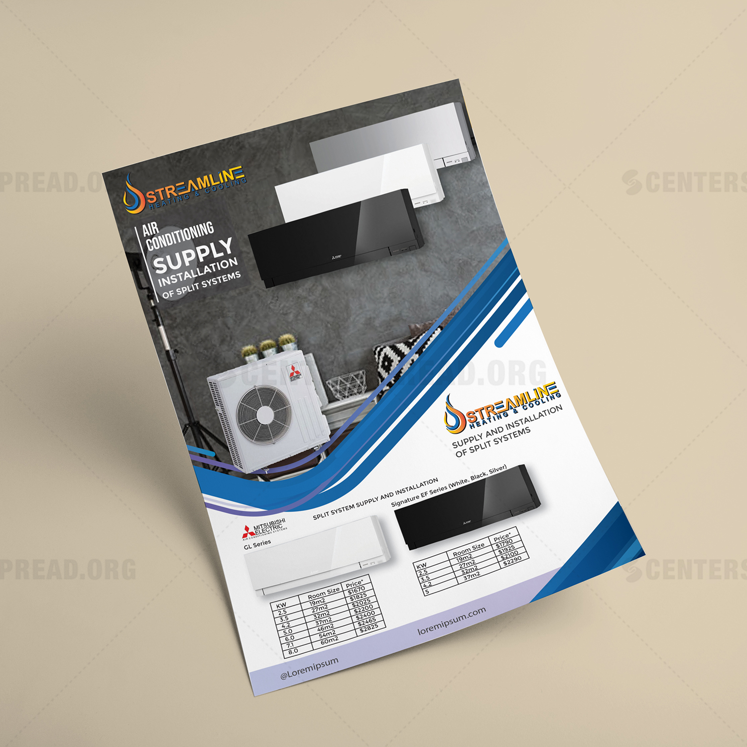 Design de Flyer par CENTERSPREAD pour Streamline Heating & Cooling | Design #19670547