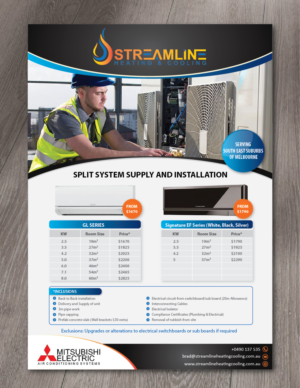 Split System Flyer (Streamline Heating & Cooling) | Design de Flyer par alex989