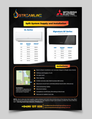Design de Flyer par vcreatived pour Streamline Heating & Cooling | Design : #19680211