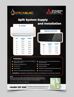 Design de Flyer par vcreatived pour Streamline Heating & Cooling | Design : #19680212
