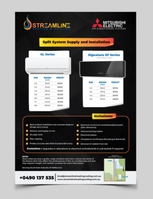 Flyer-Design von vcreatived für Streamline Heating & Cooling | Design: #19680213