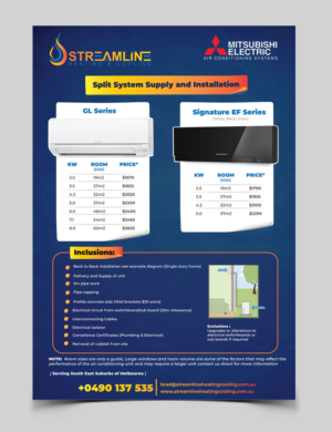 Flyer-Design von vcreatived für Streamline Heating & Cooling | Design: #19692194