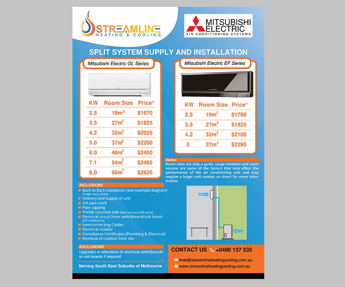 Serious, Elegant, Air Conditioning Flyer Design for Streamline Heating ...