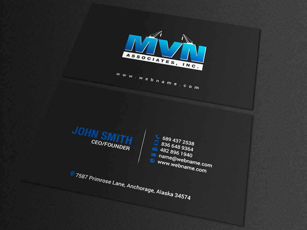 Business Card Design by chandrayaan.creative for MVN Associates, Inc. | Design #19665755