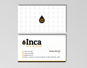 Design de Carte de Visite par Lanka Ama pour Inca Oil and Gas | Design #19665852