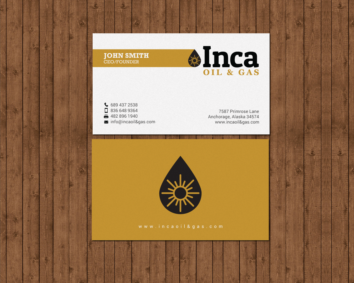 Business Card Design by chandrayaan.creative for Inca Oil and Gas | Design #19668153