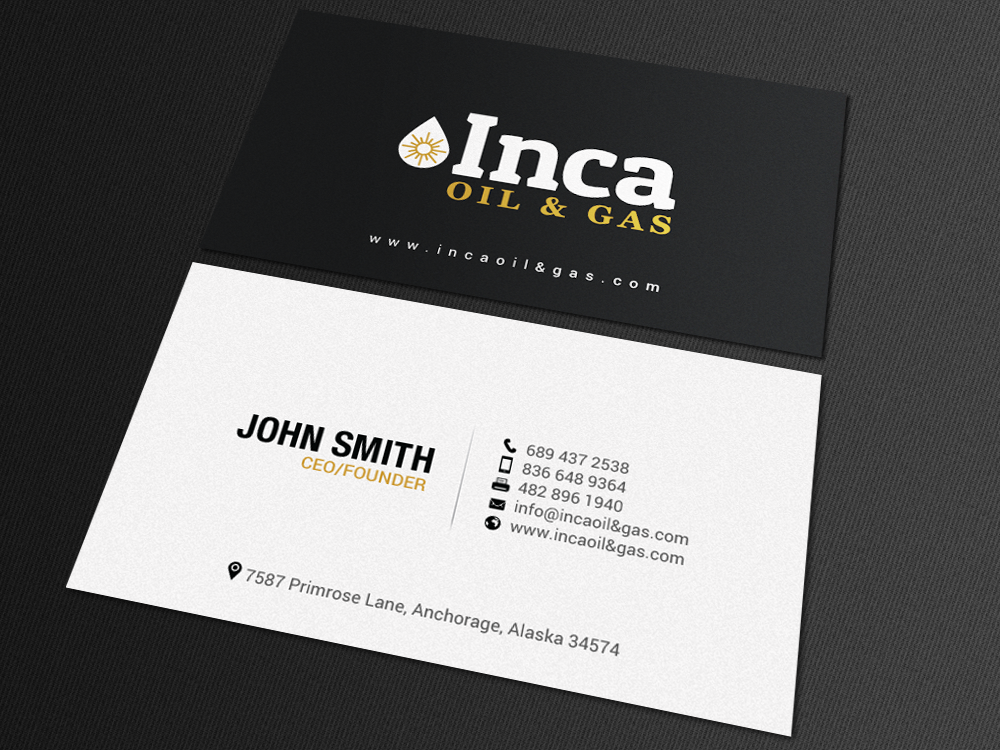 Visitenkarten-Design von chandrayaan.creative für Inca Oil and Gas | Design #19668154