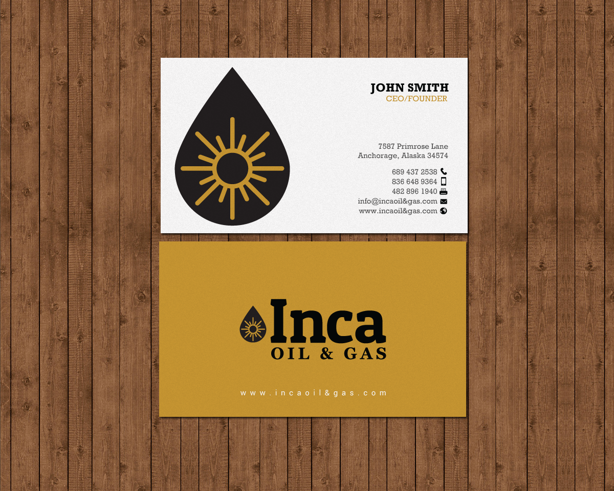 Business Card Design by chandrayaan.creative for Inca Oil and Gas | Design #19668381