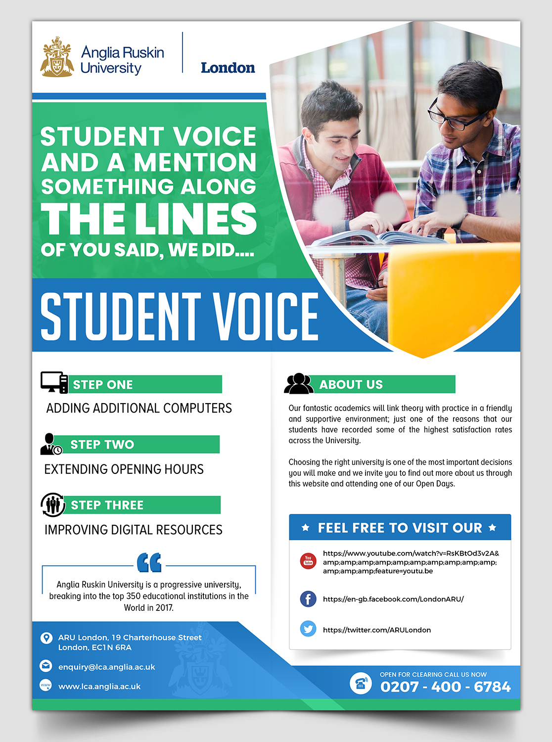 Flyer Design by SAI DESIGNS for Anglia Ruskin University London | Design #19733807