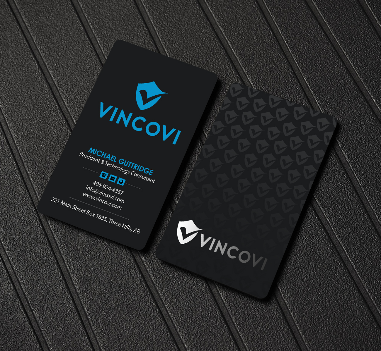 Visitenkarten-Design von Creations Box 2015 für VINCOVI Technology Solutions Inc | Design #19716316