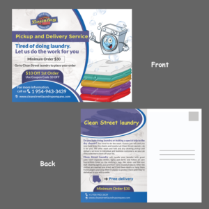 Clean Street Laundry Pickup and Delivery Service Postcard | Diseño de Postal por Schöpfer