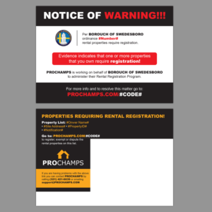 Post Card Notification - rental property registration | Werbe-Design von Ashley Erasmus