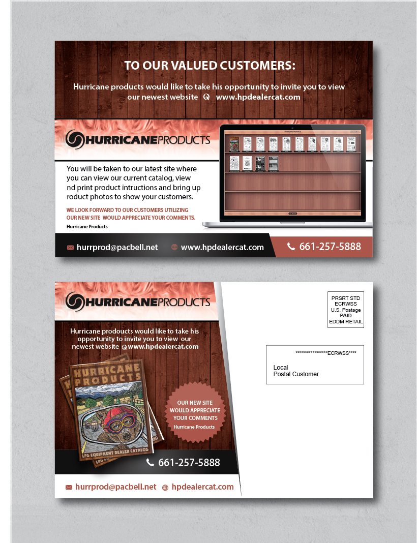 Diseño de Postal por alex989 para HURRICANE PRODUCTS | Diseño #19674557