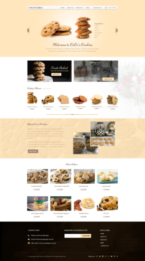 Gourmet Chocolate Chip cookie company e-commerce website design | Web Design by WebPixel