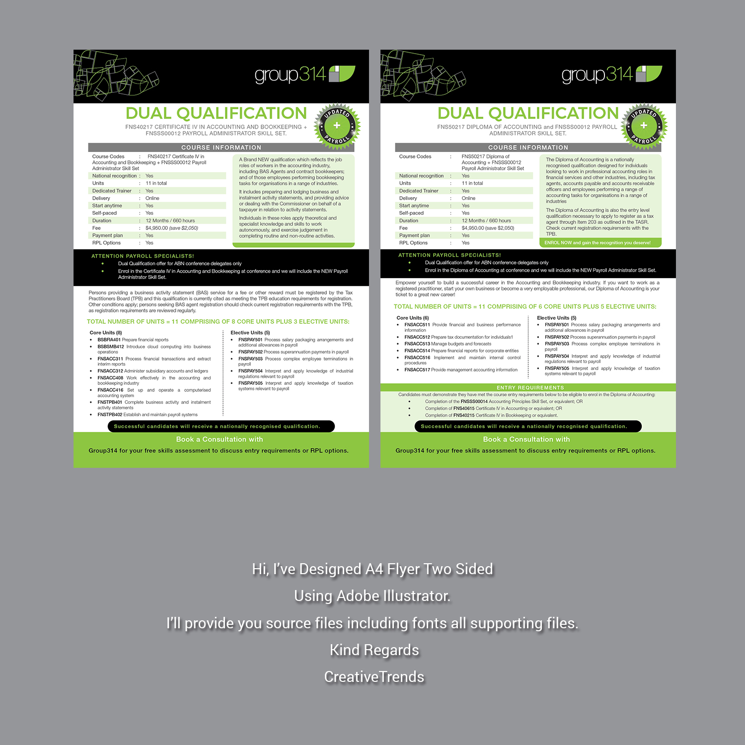 Design de Flyer par CreativeTrends pour Group 314 Pty Ltd | Design : #19710253