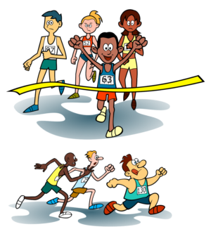 Runners who are cheating different ways | Graphic Design by kaiser77