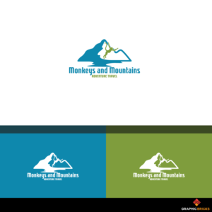 “Monkeys and Mountains” (in larger text) & “Adventure Travel” in smaller text | Logo Design by Graphic Bricks