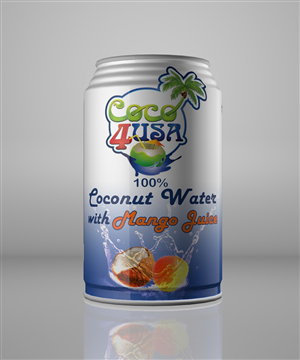 Coco4USA- Pineapple & Mango Flavored Coconut water in Tin Cans | Design Étiquette par Eric Gooch