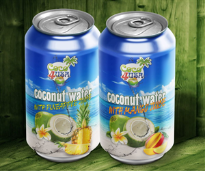 Coco4USA- Pineapple & Mango Flavored Coconut water in Tin Cans | Design Étiquette par Maestroto