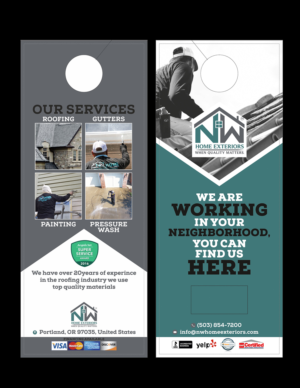 NW Home Exteriors Door Hanger design, Postcard and presentation folders Design | Flyer Design by Fine Graphics House