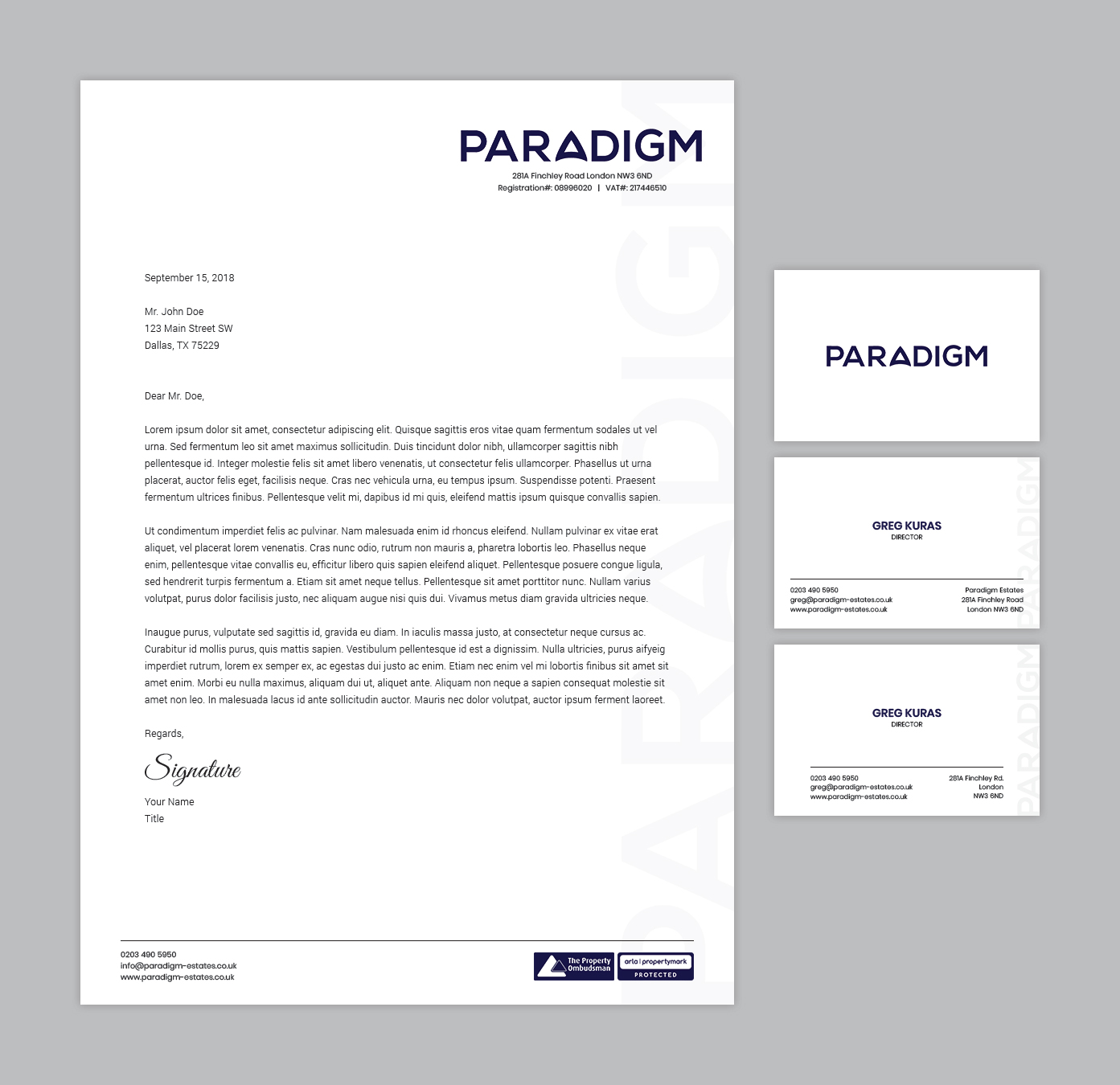 Stationery Design by MIND for Paradigm Estates | Design #19731663