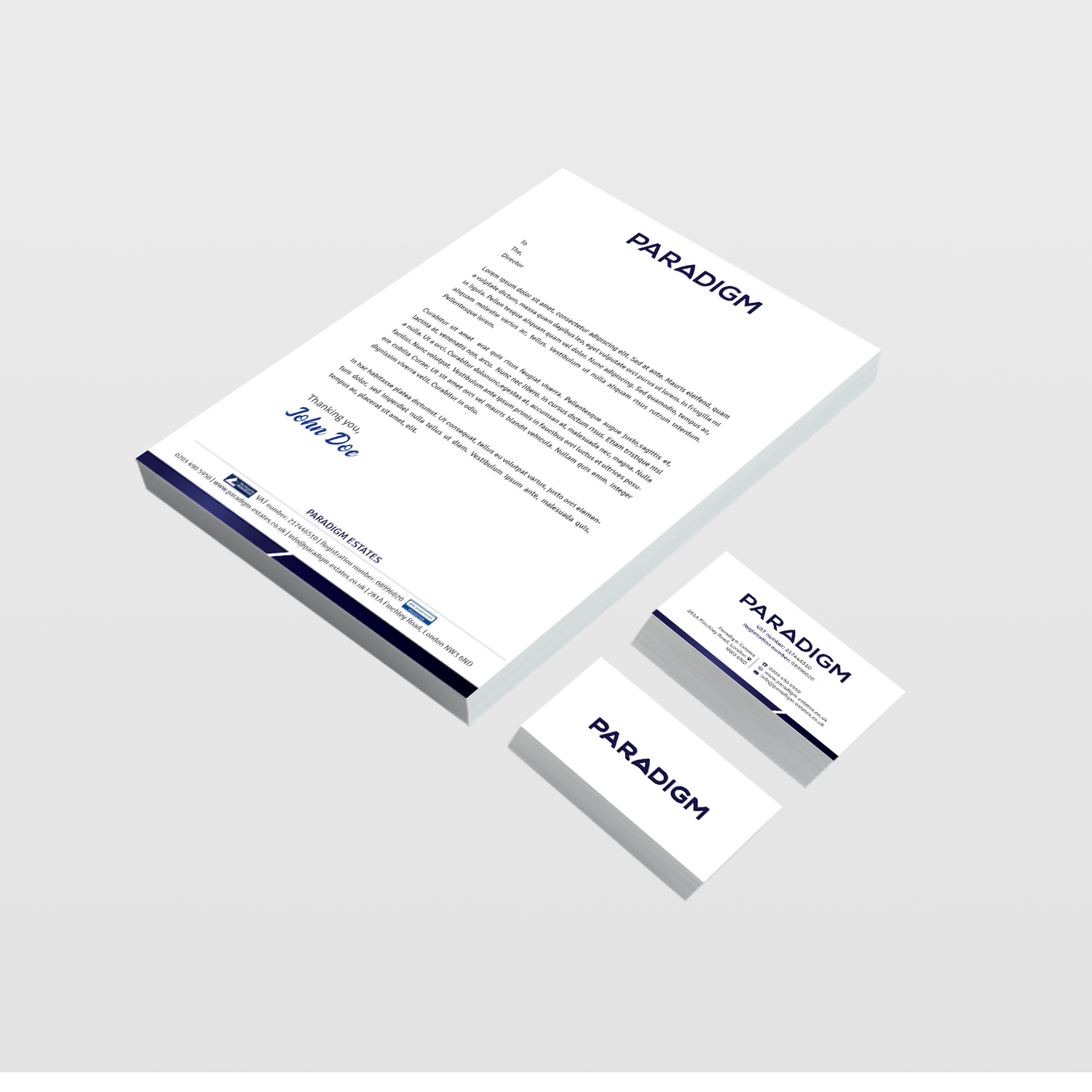 Schreibwaren-Design von Creative Jiniya für Paradigm Estates | Design #19724704