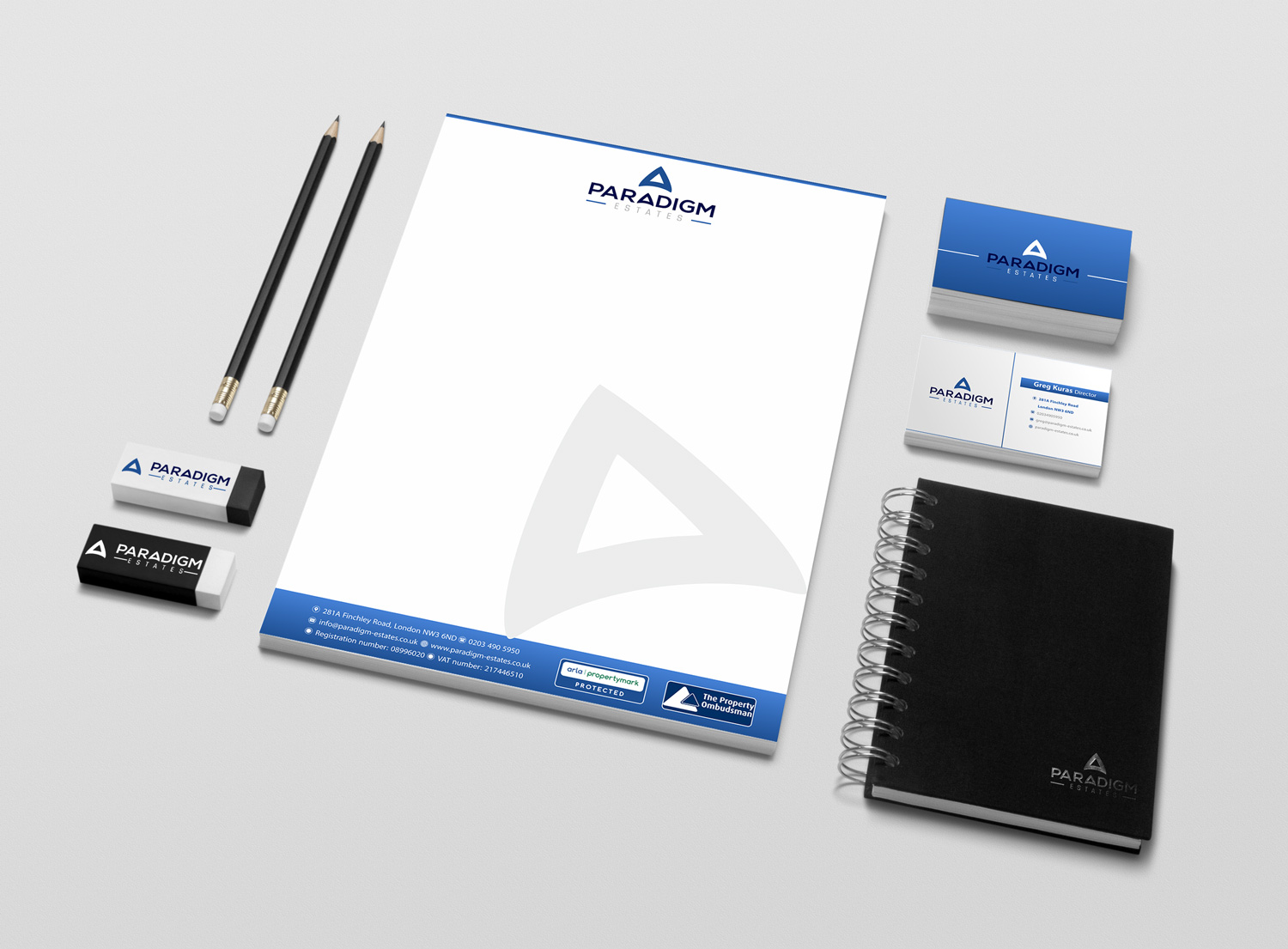 Schreibwaren-Design von Petter Goms für Paradigm Estates | Design #19751875