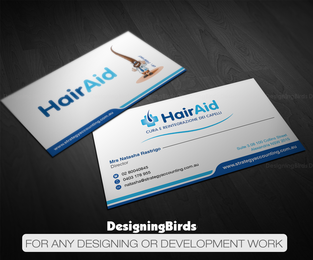 Business Card Design by Designing Birds for HAIRAID | Design #19727904