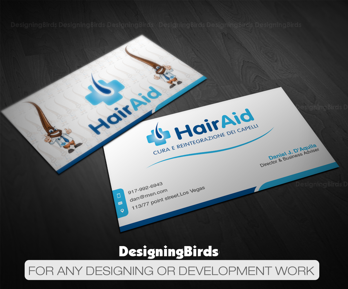 Business Card Design by Designing Birds for HAIRAID | Design #19733642