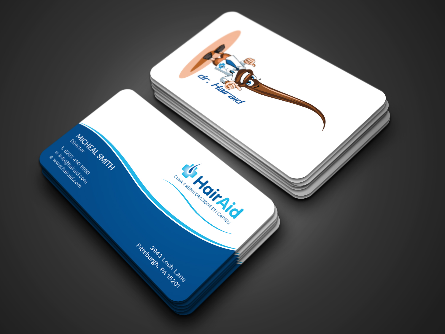 Business Card Design by Tripti Ranjan Gain for HAIRAID | Design #19725326