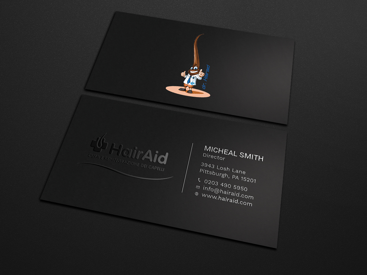 Business Card Design by Tripti Ranjan Gain for HAIRAID | Design #19725328