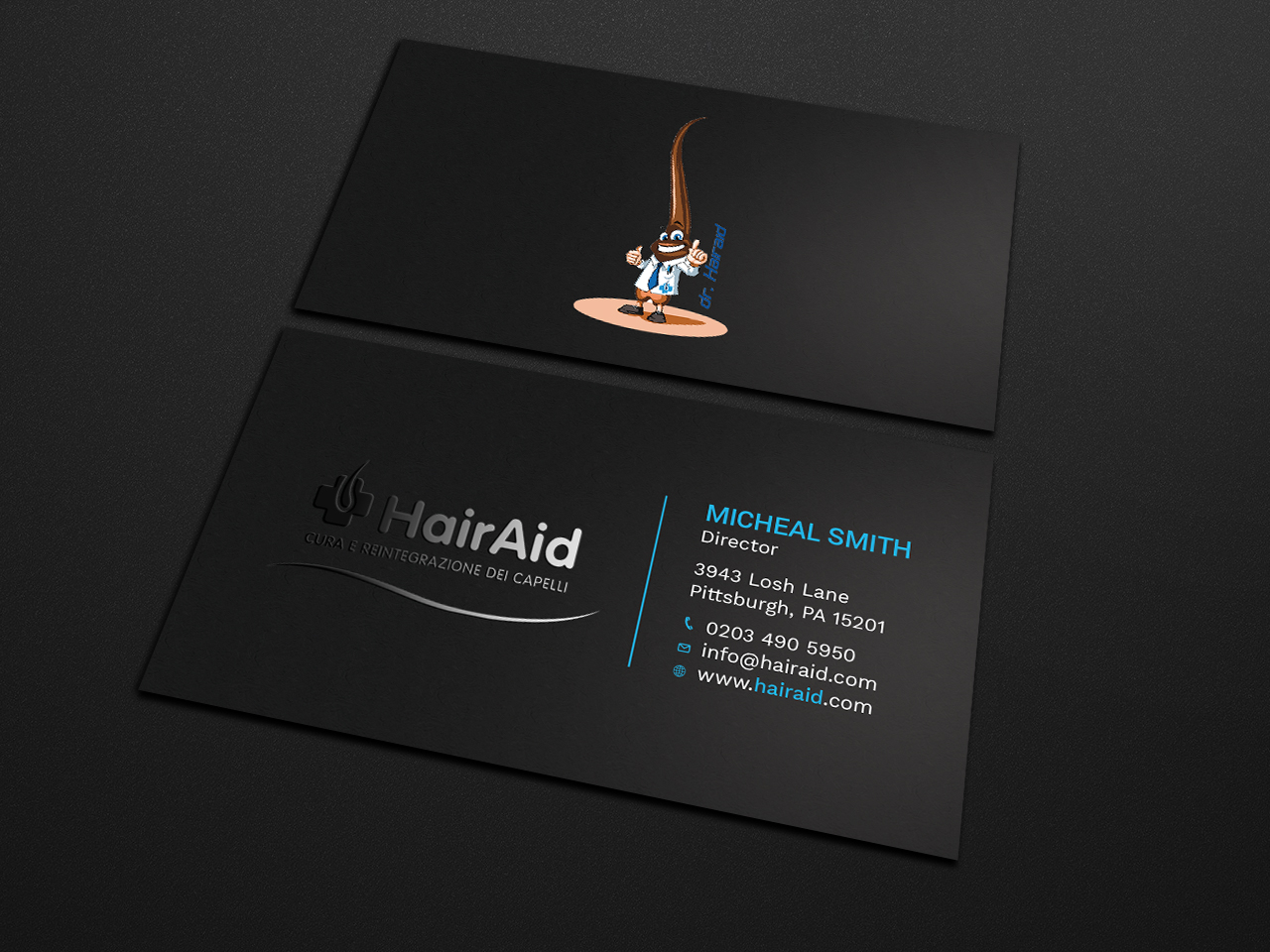 Business Card Design by Tripti Ranjan Gain for HAIRAID | Design #19725329