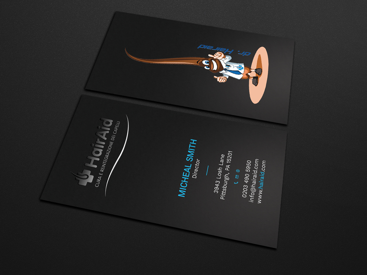 Business Card Design by Tripti Ranjan Gain for HAIRAID | Design #19725349
