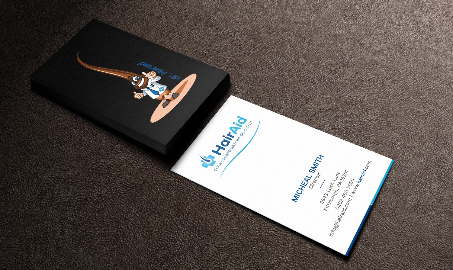 Business Card Design by Tripti Ranjan Gain for HAIRAID | Design #19725351