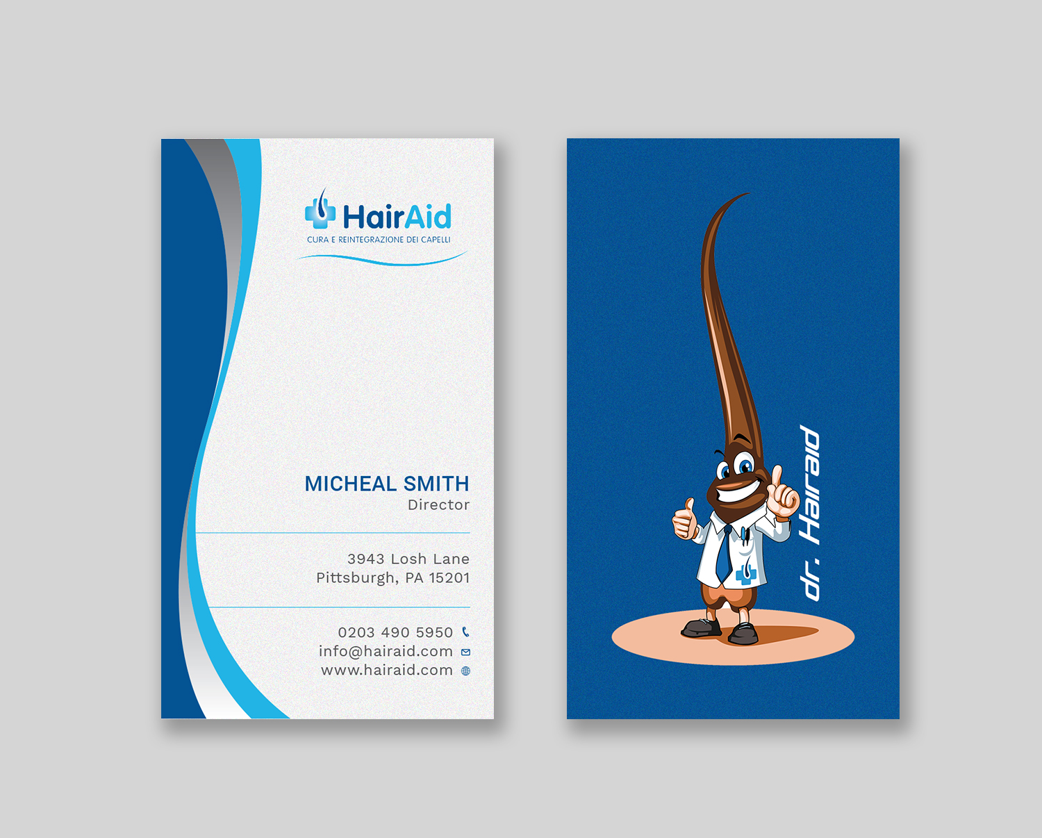 Visitenkarten-Design von Tripti Ranjan Gain für HAIRAID | Design #19725366