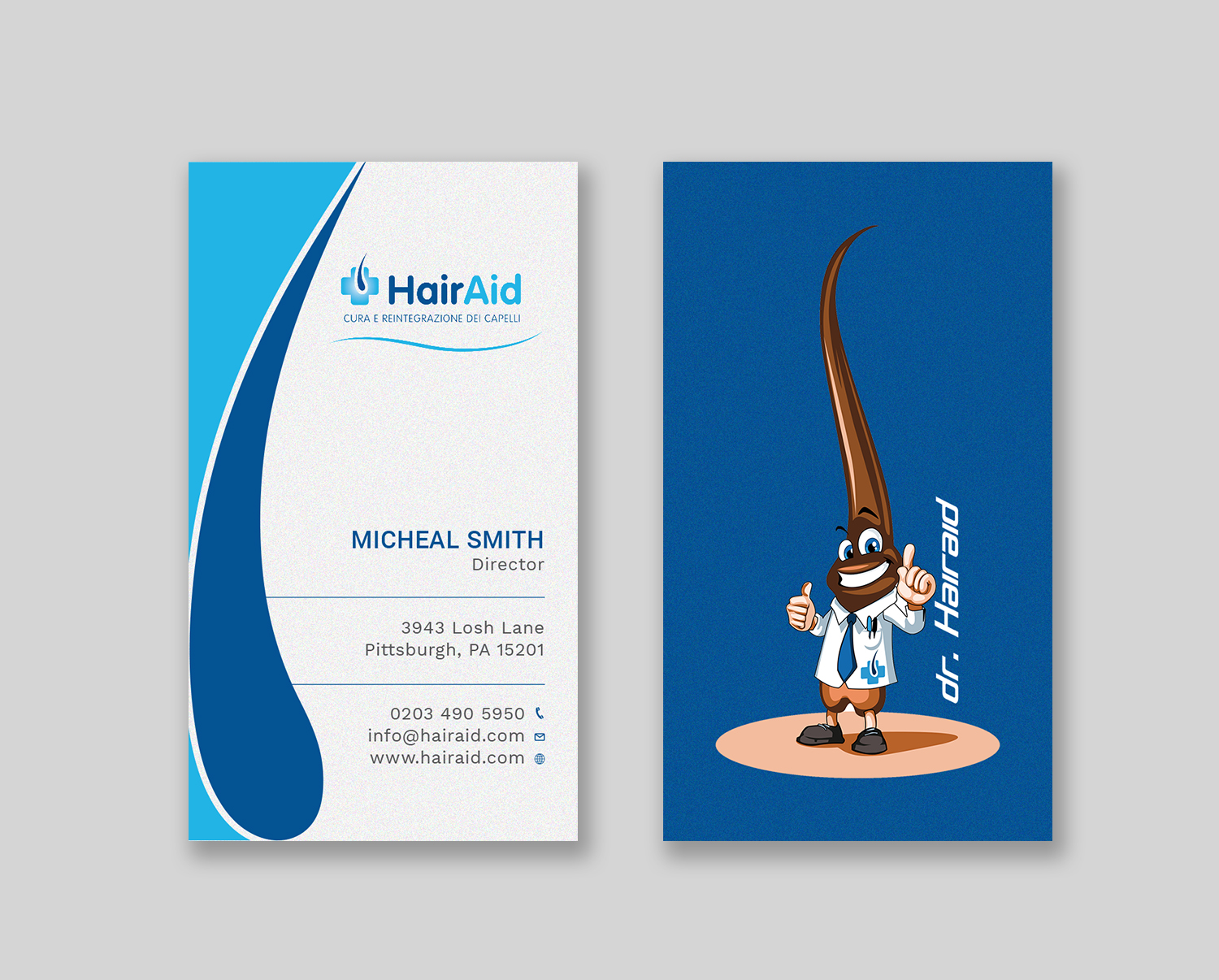 Business Card Design by Tripti Ranjan Gain for HAIRAID | Design #19725372