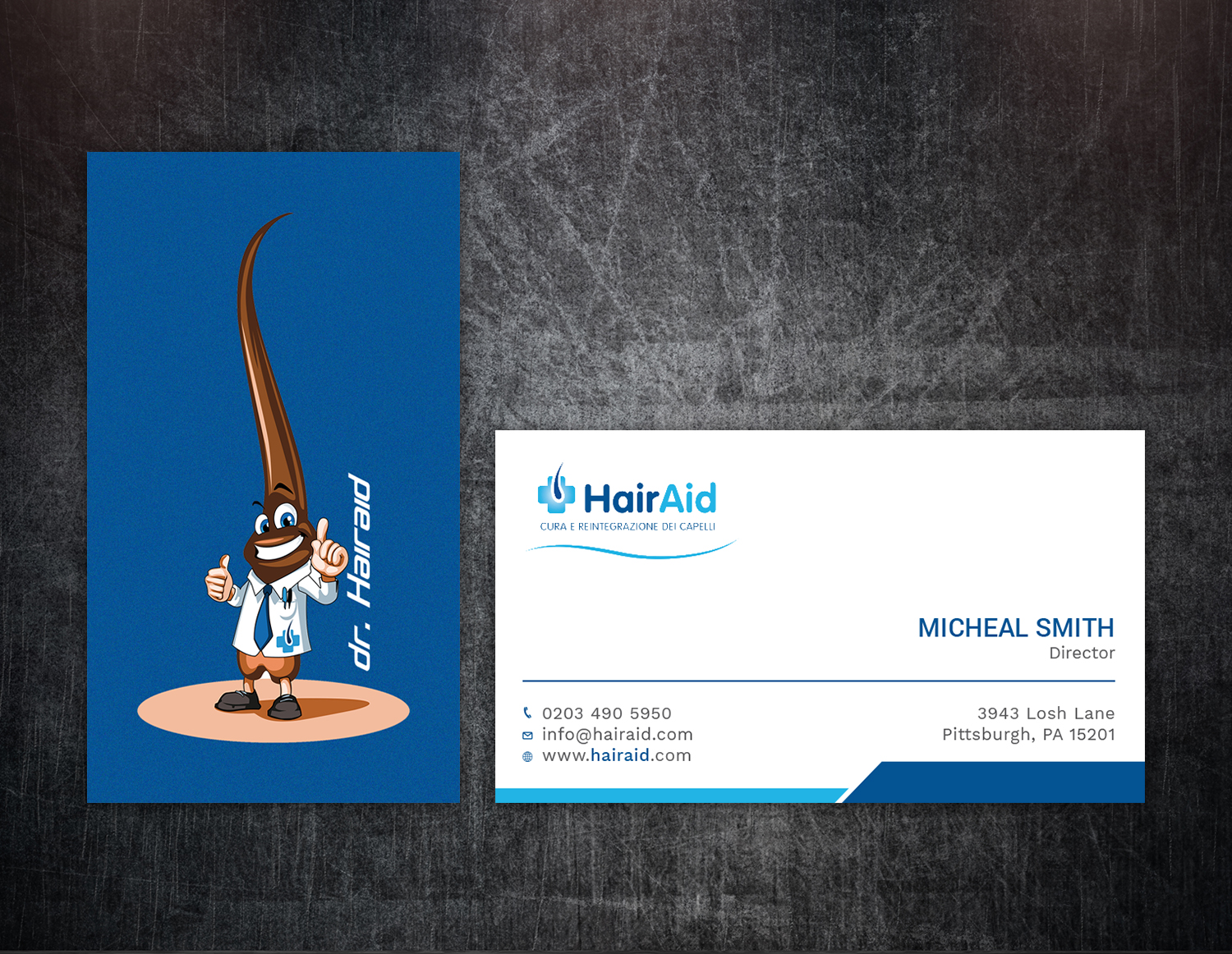 Business Card Design by Tripti Ranjan Gain for HAIRAID | Design #19725382