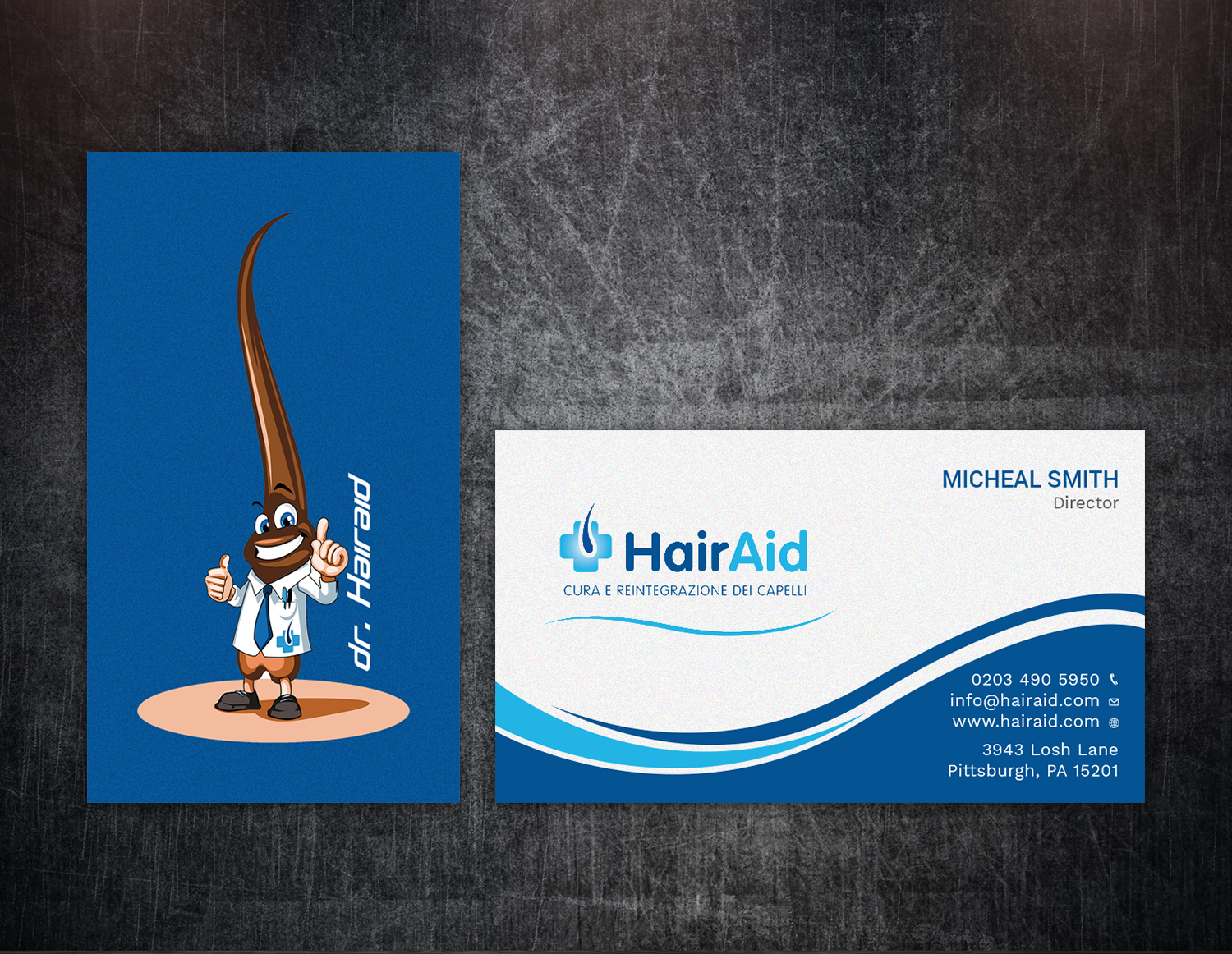 Business Card Design by Tripti Ranjan Gain for HAIRAID | Design #19725384