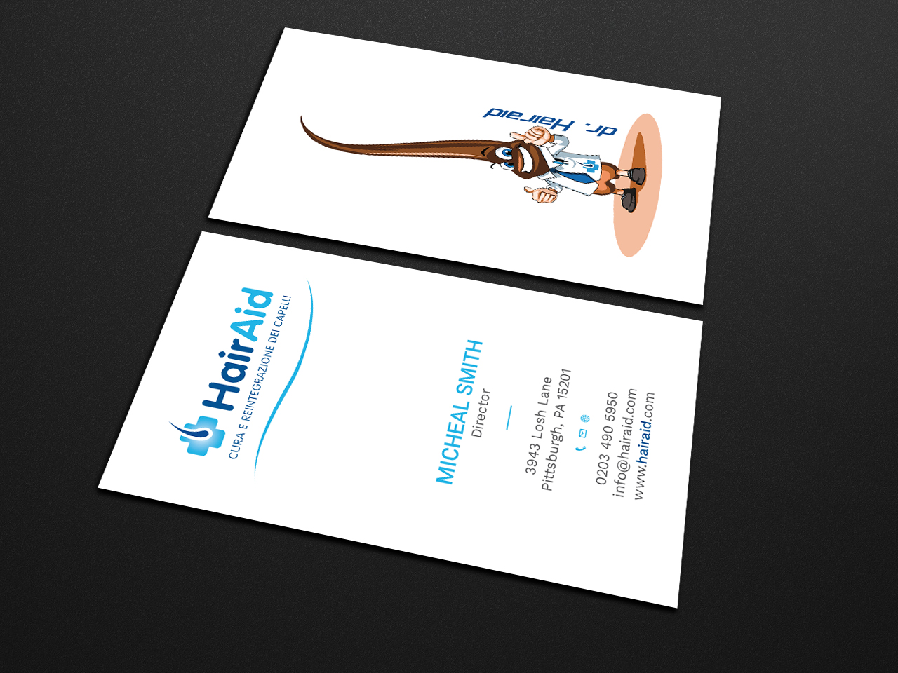 Business Card Design by Tripti Ranjan Gain for HAIRAID | Design #19726675