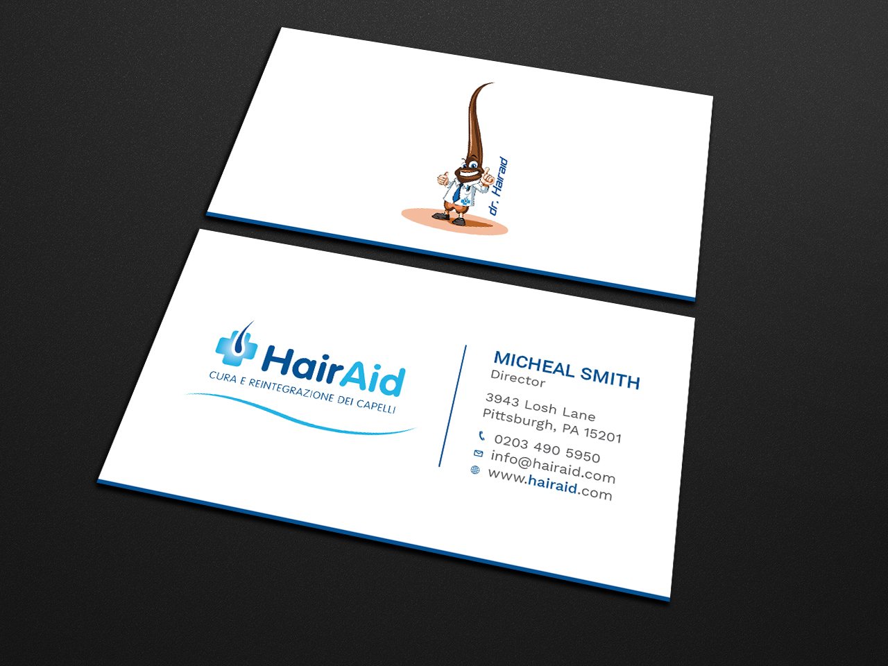Business Card Design by Tripti Ranjan Gain for HAIRAID | Design #19726676