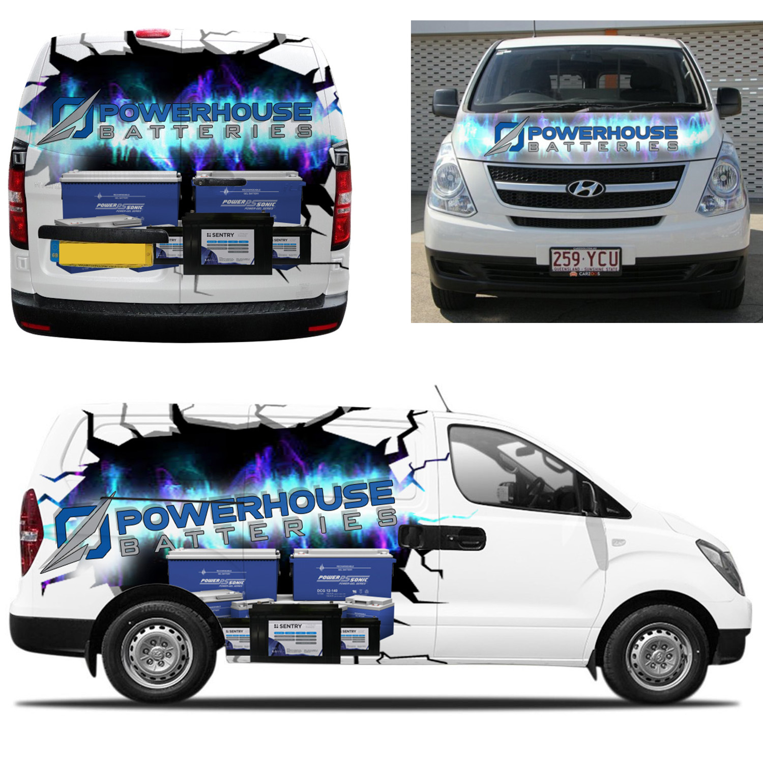 Car Wrap Design by aabirk09 for Powerhouse Batteries Pty Ltd | Design #19777324