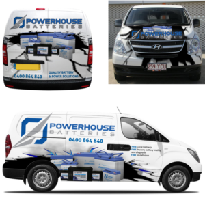 Car Wrap Design by aabirk09 for Powerhouse Batteries Pty Ltd | Design: #19851125